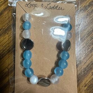 Blue and White Beaded Bracelet